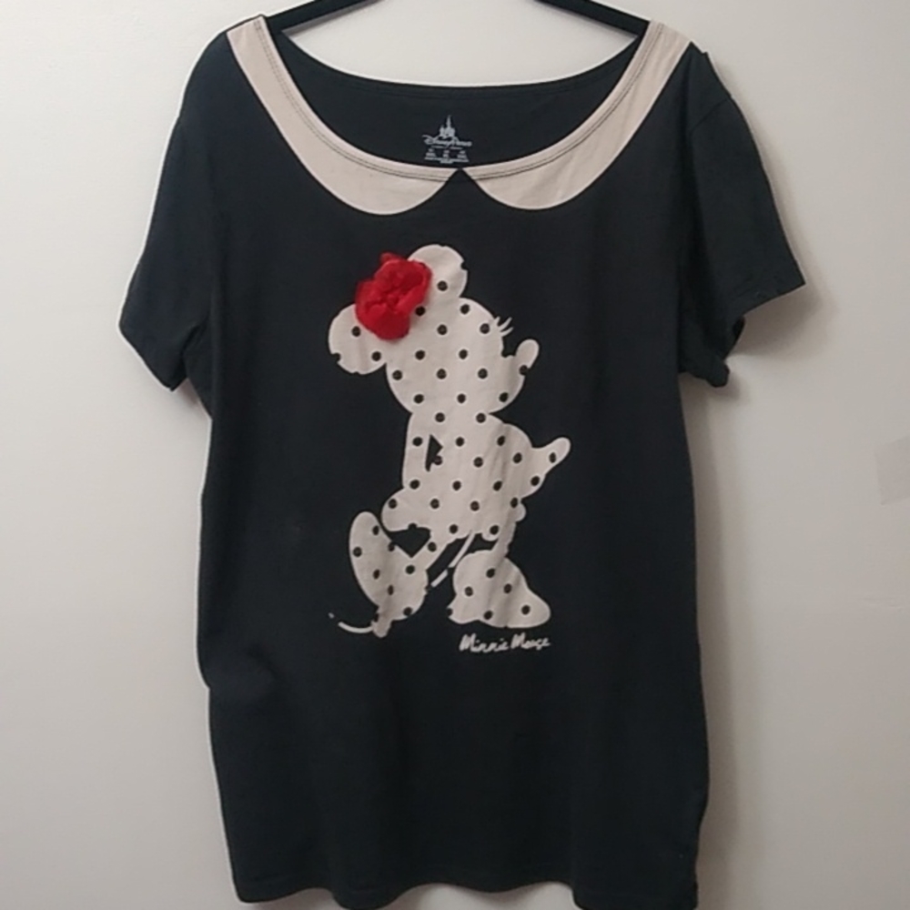 Disney Parks Minnie Mouse Polka Dot Tee, Black, XL